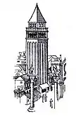 Engraving of St Mark's campanile as it appeared in 1468