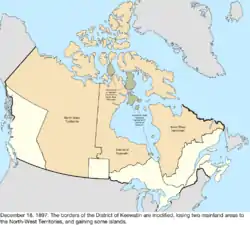 Map of the change to Canada on December 18, 1897