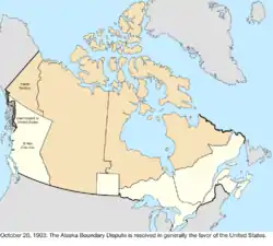 Map of the change to Canada on October 20, 1903