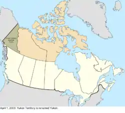 Map of the change to Canada on April 1, 2003