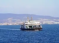 A ferry going from the town of Çanakkale to Gallipoli peninsula