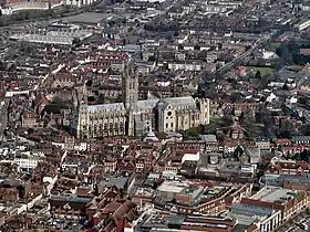 Aerial of Canterbury Cathedral and the surrounding area