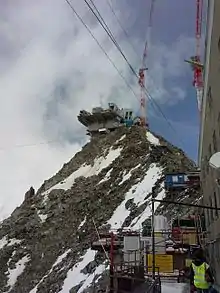 Construction work for a high mountain cable car