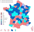 Party affiliation of the General Council Presidents of the various departments in the elections of 2001