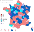 Party affiliation of the General Council Presidents of the various departments in the elections of 2004