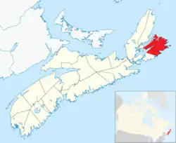 Location of Cape Breton County, Nova Scotia