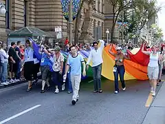 Alex Munter on Wellington Street heading the 2005 parade