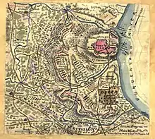 Battle map of Fort Donelson depicting troop movements