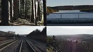 Clockwise from top left: Beltzville State Park, Beltzville Lake, Bowmanstown, and Packerton