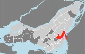 Location of Ville-Marie on the Island of Montreal.  (Grey areas indicate demerged municipalities).