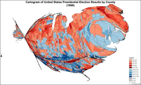 Cartogram of presidential election results by county