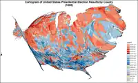 Cartogram of presidential election results by county