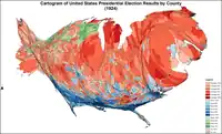 Cartogram of presidential election results by county