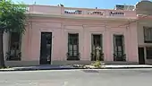 Façade of a typical "Casa Chorizo" house with different ornaments and colors in Buenos Aires (Argentine)