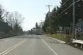 Looking west at the sign for Cascade on WIS 28