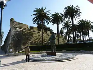 Statue of King Carlos I of Portugal in front of Cascais Citadel