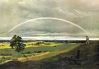 Caspar David Friedrich painting: Rugia Landscape with Rainbow, with Vilm in the background