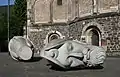 Sculptures of the legendary Cassius and Florentius in front of the church