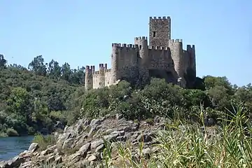 Almourol Castle, rebuilt by 1171, it stands on a small islet in the Tejo River.