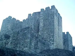 Thick walls and towers of Pombal Castle.