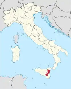 Location of the Metropolitan City of Catania