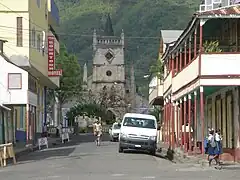 Catholic Church and Central square, Soufrière, April 2007