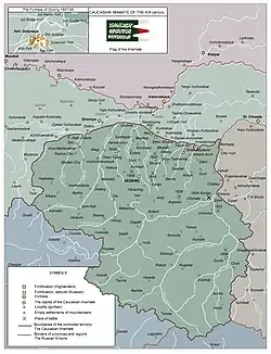 Map of the Caucasian Imamate in 1856