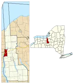 Location within Cayuga County and New York