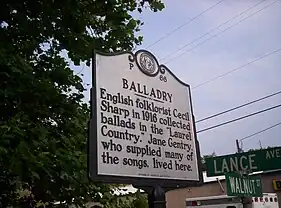 A sign outside of The Sunnybank Inn marks where Cecil Sharp collected ballads in 1916.