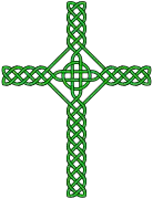 A quasi-Celtic cross made of a large symmetrical knot with a circle interlaced through its center