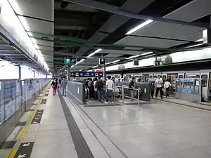 A train waiting to depart from Chai Wan station, terminus of the Island line