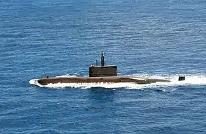 Republic of Korea Navy's  Jang Bogo-class Type 209/1200 submarine Jang Bogo heads out to sea during exercise Rim of the Pacific (RIMPAC) 2004.