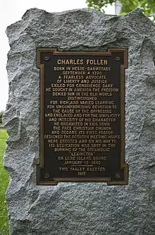 Memorial to Charles Follen in the churchyard