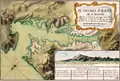 A post 1770 large scale, southeast-up map of Chatham Harbour (Puerto de San Joseph in the title), possibly by Puig as the map uses his illustration showing a north view of the harbour entrance marked by Bald Island (island “A”), with Mount Weddell prominent in the background