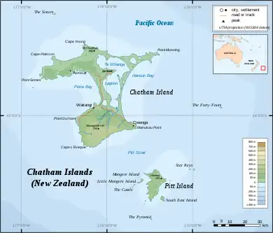 Waitangi is located in Chatham Islands