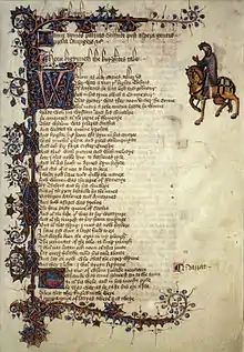 The beginning of The Knight's Tale from the Ellesmere Manuscript