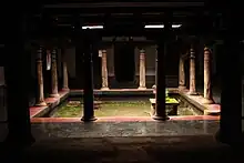 A nadumuttam, or the central atrium of a Kerala Nālukettu.