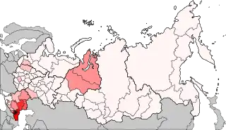 Distribution of Chechens, 2010