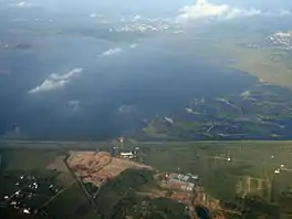 Aerial view of the lake