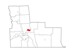 Map highlighting Chenango Bridge's location within Broome County.