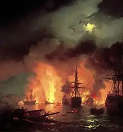 Battle of Chesma at Night by Ivan Aivazovsky