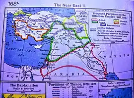 Proposed Partitions of the Ottoman empire from 1915/1916 to its final outcome in 1923 after the  Treaty of Lausanne