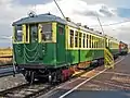 1922 vintage Chicago Rapid Transit Company "L" cars. This car had a trolley pole in addition to contact shoes on the trucks.