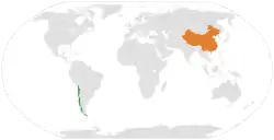 Map indicating locations of Chile and China