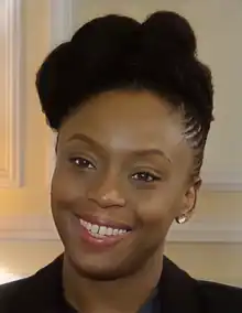 Portrait of the Nigerian writer Adichie smiling