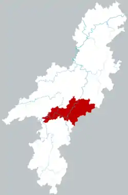 Location of Hongjiang City within Huaihua