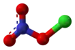 Ball and stick model of chlorine nitrate