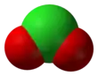 Space-filling model of the chlorite anion