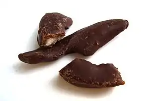 Chocolate-coated citrus peel.