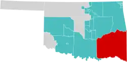 Location (red) in the U.S. state of Oklahoma